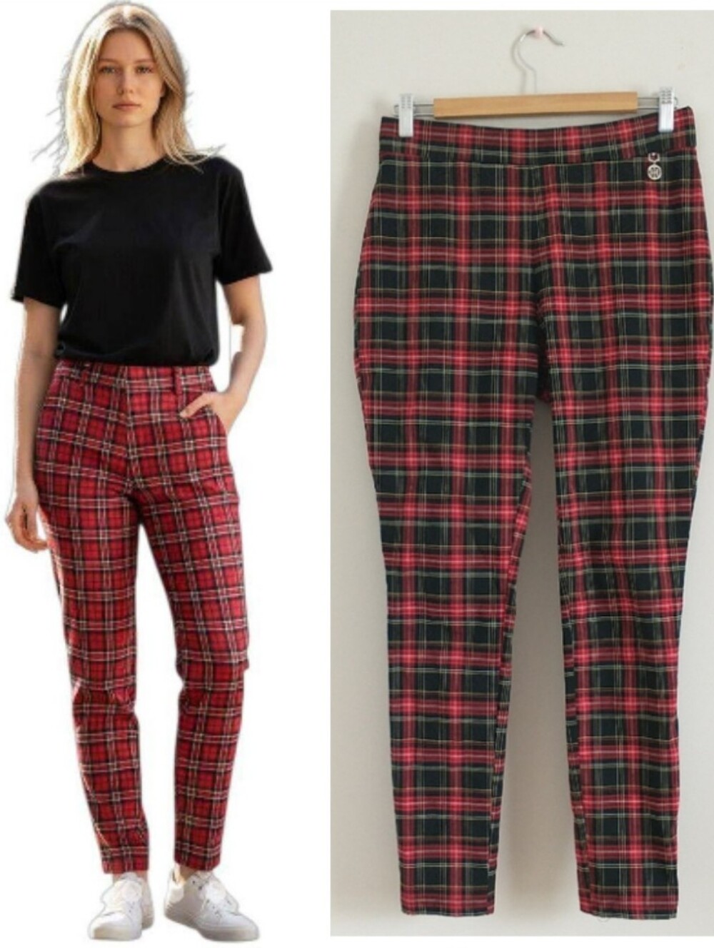 Tommy Hilfiger Women's Red and Black Plaid Stretch Pants. SIZE 8
